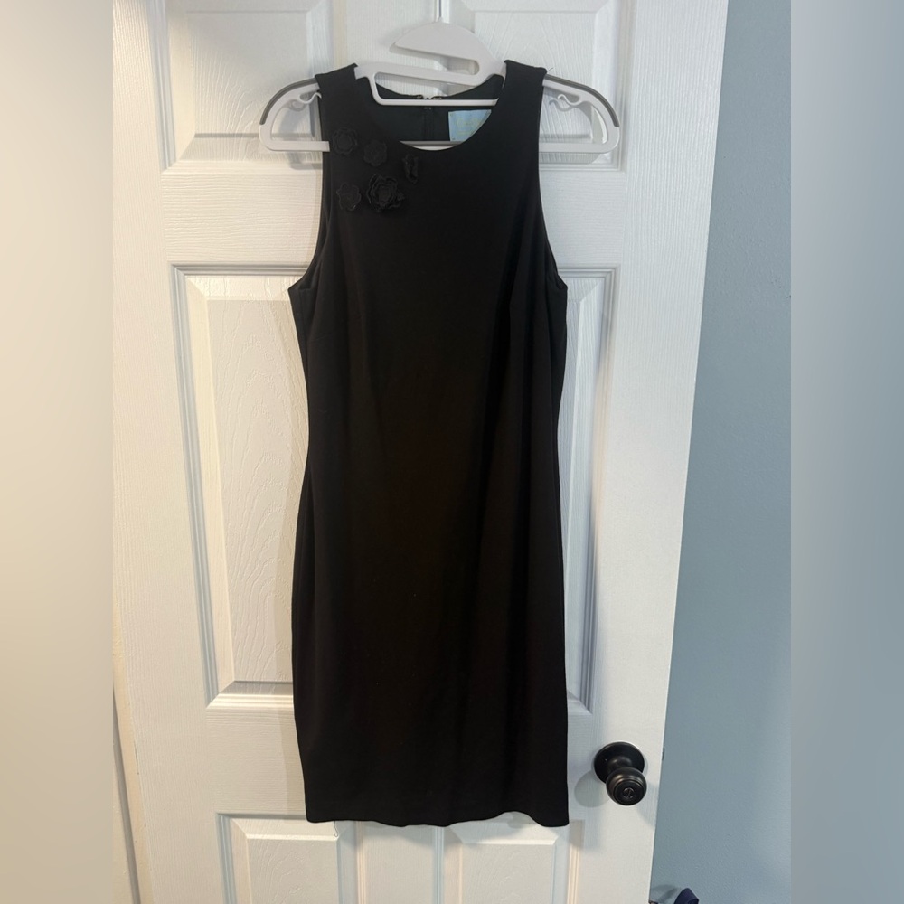 CeCe - Black Midi Dress with Floral Accents - Size 6
